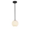 Picture of 100w S Japanese Lantern Glass Pendant E-26 A-19 Incandescent Dry Location Oil Rubbed Bronze White Lined Glass 8"Ø8" (CAN 1.25"Ø5.25")