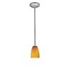 Picture of 100w Sherry Glass Pendant E-26 A-19 Incandescent Dry Location Brushed Steel Amber Glass 6"Ø4.5" (CAN 1.25"Ø5.25")