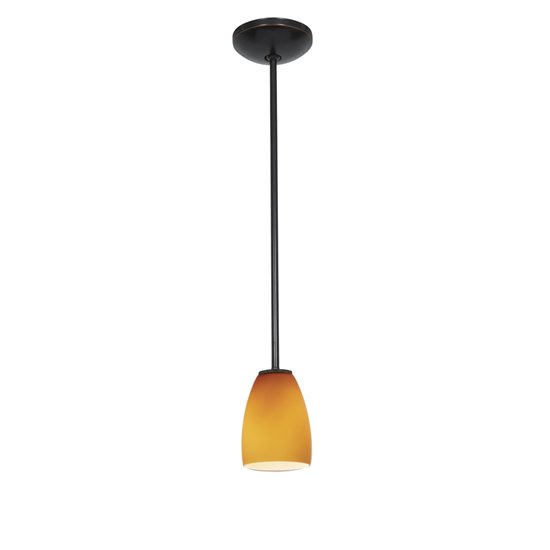 Picture of 100w Sherry Glass Pendant E-26 A-19 Incandescent Dry Location Oil Rubbed Bronze Amber Glass 6"Ø4.5" (CAN 1.25"Ø5.25")