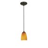 Foto para 100w Sherry Glass Pendant E-26 A-19 Incandescent Dry Location Oil Rubbed Bronze Amber Glass 6"Ø4.5" (CAN 1.25"Ø5.25")