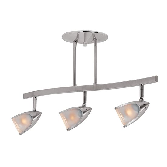 Picture of 105w (3 x 35) Comet GU-10 MR-16 Halogen Dry Location Brushed Steel Opal Semi Flush (CAN 1.1"Ø6.5")