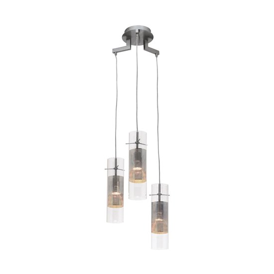 Picture of 105w (3 x 35) Spartan GU-10 MR-16 Halogen Dry Location Brushed Steel Metal Mesh in Clear Glass Pendant (CAN 0.75"Ø5.2")