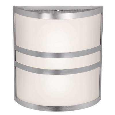 Show details for 120w (2 x 60) Artemis E-26 B-10 Incandescent Damp Location Brushed Steel Opal Wall Fixture 10"x11" (CAN 10"x7"x0.5") Picture of 120w (2 x 60) Artemis E-26 B-10 Incandescent Damp Location Brushed Steel Opal Wall Fixture 10"x11" (CAN 10"x7"x0.5")