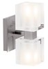 Foto para 120w (2 x 60) Astor G9 G9 Halogen Damp Location Brushed Steel FCL Crystal Wall-Vanity Fixture (CAN 4.4"x4.4"x0.5")