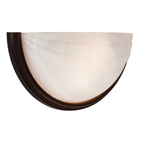 Foto para 120w (2 x 60) Crest E-26 A-19 Incandescent Dry Location Oil Rubbed Bronze Alabaster Wall Sconce (CAN 6.5"x13"x0.5")