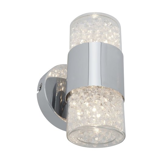 Picture of 120w (2 x 60) Kristal G9 G9 Halogen Damp Location Chrome Clear Crystal Crystal Wall/Vanity 4.75"x8"