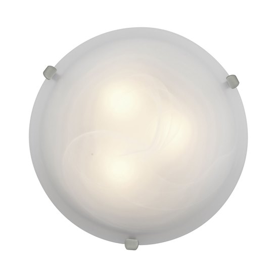 Picture of 120w (2 x 60) Mona E-12 B-10 Incandescent Dry Location Brushed Steel Alabaster Flush-Mount (CAN Ø9.75")
