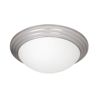 Show details for 120w (2 x 60) Strata E-26 A-19 Incandescent Damp Location Brushed Steel Opal Flush-Mount Picture of 120w (2 x 60) Strata E-26 A-19 Incandescent Damp Location Brushed Steel Opal Flush-Mount