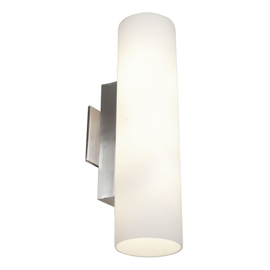 Foto para 120w (2 x 60) Tabo E-12 B-10 Incandescent Damp Location Brushed Steel Opal Wall & Vanity 4.9"x19.5"