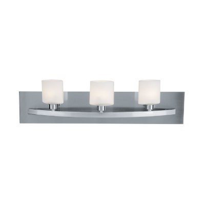Show details for 120w (3 x 40) Cosmos G9 G9 Halogen Damp Location Brushed Steel Opal Wall & Vanity (CAN 24"x4.4"x1.2") Picture of 120w (3 x 40) Cosmos G9 G9 Halogen Damp Location Brushed Steel Opal Wall & Vanity (CAN 24"x4.4"x1.2")