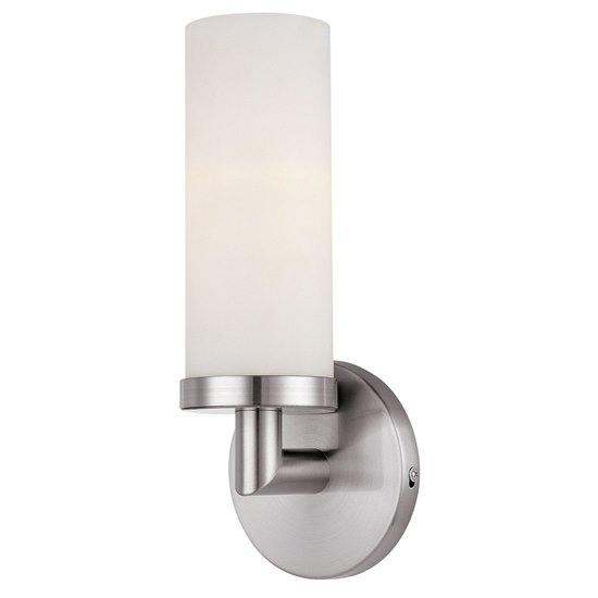 Foto para 13w Aqueous GU-24 Spiral Fluorescent Damp Location Brushed Steel Opal Wall Fixture (CAN 5"x5"x0.88")