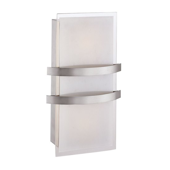 Foto para 13w Metro Module Damp Location Brushed Steel Opal LED Wall Fixture (CAN 12.4"x4.75"x2.25")