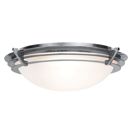 Picture of 13w Saturn GU-24 Spiral Fluorescent Damp Location Brushed Steel Frosted Flush-Mount (CAN 0.25"Ø5")