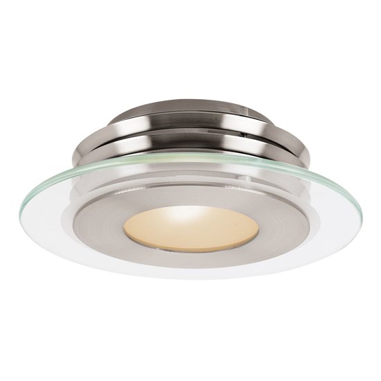 Foto para 150w Helius R7s J-78 Halogen Damp Location Brushed Steel Clear Frosted Flush-Mount (CAN 1"Ø6")