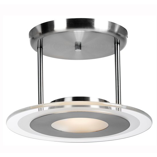 Picture of 150w Helius R7s J-78 Halogen Dry Location Brushed Steel Clear Frosted Semi-Flush (CAN Ø8.25")