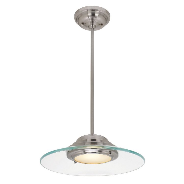 Picture of 150w Phoebe R7s J-78 Halogen Dry Location Brushed Steel 8mm Clear Glass Semi-Flush or Pendant 4"Ø13.5" (CAN 1"Ø5.25")
