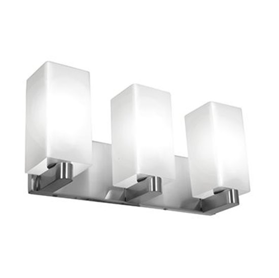 Picture of 180w (3 x 60) Archi E-26 A-19 Incandescent Damp Location Brushed Steel Opal Wall & Vanity (CAN 1.4"x4.75"x0.9")