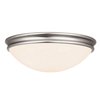 Picture of 180w (3 x 60) Atom E-26 A-19 Incandescent Damp Location Brushed Steel Opal Flush-Mount (CAN 1.6"Ø14")