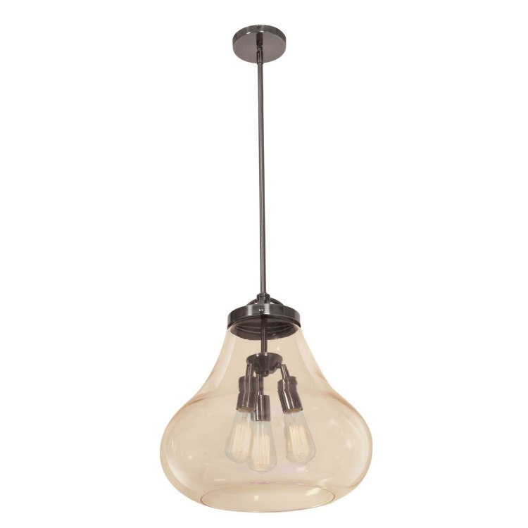 Picture of 180w (3 x 60) Flux E-26 ST-18 Incandescent Dry Location Distressed Bronze Amber Vintage Lamped Pendant (CAN 0.75"Ø4.75")