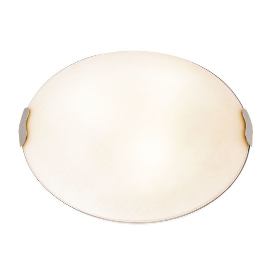 Picture of 180w (3 x 60) Linen E-26 A-19 Incandescent Dry Location Brushed Steel Textured Flush-Mount (CAN Ø12.6")