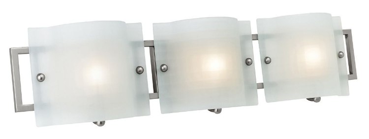 Foto para 180w (3 x 60) Nara E-12 B-10 Incandescent Damp Location Brushed Steel Checkered Frosted Wall & Vanity (CAN 8.25"x4.5"x0.75")