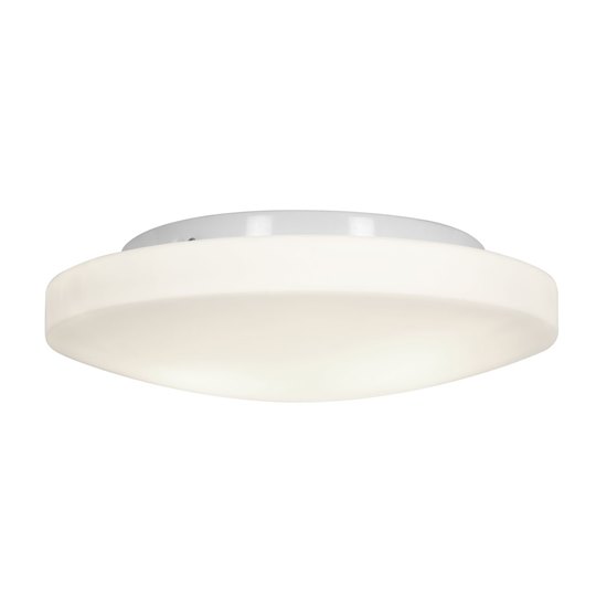 Picture of 180w (3 x 60) Orion E-26 A-19 Incandescent Damp Location White Opal Flush-Mount 4"Ø13.25" (CAN 1"Ø10")