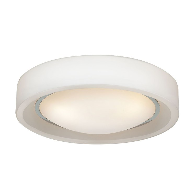 Foto para 180w (3 x 60) Splash E-26 A-19 Incandescent Damp Location Chrome Opal Glass Flushmount 4"Ø16" (CAN 1"Ø11")