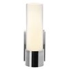 Foto para 18w Aqueous 2G11 FT18DL Fluorescent Damp Location Brushed Steel Opal Wall Fixture (CAN 5.9"x4.25"x0.75")