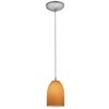 Foto para 18w Bordeaux Glass Pendant GU-24 Spiral Fluorescent Dry Location Brushed Steel Amber Glass 7.5"Ø5.25" (CAN 1.25"Ø5.25")
