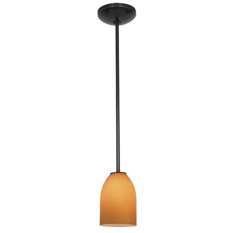 Picture of 18w Bordeaux Glass Pendant GU-24 Spiral Fluorescent Dry Location Oil Rubbed Bronze Amber Glass 7.5"Ø5.25" (CAN 1.25"Ø5.25")