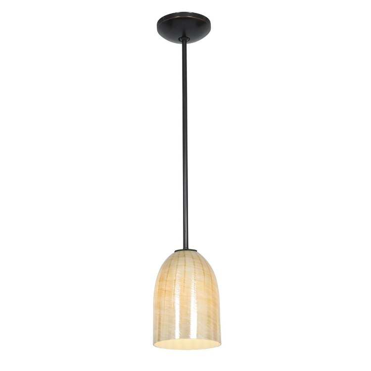 Picture of 18w Bordeaux Glass Pendant GU-24 Spiral Fluorescent Dry Location Oil Rubbed Bronze Wicker Amber Glass 7.5"Ø5.25" (CAN 1.25"Ø5.25")