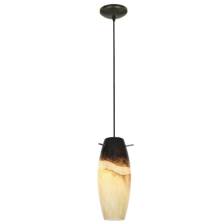 Picture of 18w Cabernet Glass Pendant GU-24 Spiral Fluorescent Dry Location Oil Rubbed Bronze Sand Slate Glass 12"Ø4.9" (CAN 1.25"Ø5.25")