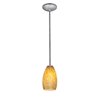 Foto para 18w Champagne Glass Pendant GU-24 Spiral Fluorescent Dry Location Brushed Steel Amber Stone Glass 9"Ø5" (CAN 1.25"Ø5.25")