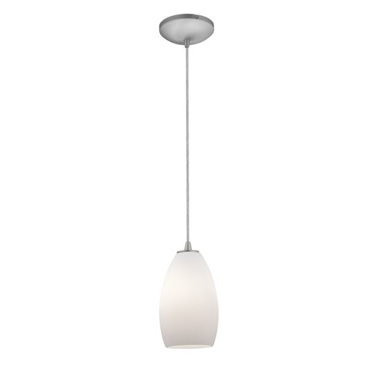 Foto para 18w Champagne Glass Pendant GU-24 Spiral Fluorescent Dry Location Brushed Steel Opal Glass 9"Ø5" (CAN 1.25"Ø5.25")