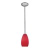 Foto para 18w Champagne Glass Pendant GU-24 Spiral Fluorescent Dry Location Brushed Steel Red Glass 9"Ø5" (CAN 1.25"Ø5.25")