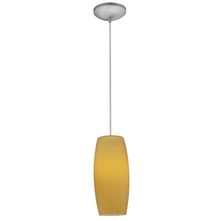 Picture of 18w Cognac Glass Pendant GU-24 Spiral Fluorescent Dry Location Brushed Steel Amber Glass 10.25"Ø4.75" (CAN 1.25"Ø5.25")