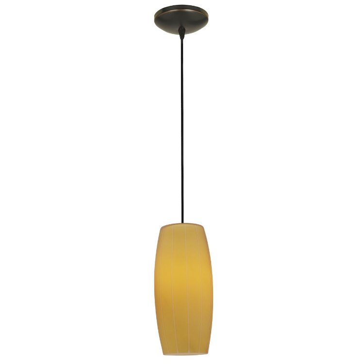 Foto para 18w Cognac Glass Pendant GU-24 Spiral Fluorescent Dry Location Oil Rubbed Bronze Amber Glass 10.25"Ø4.75" (CAN 1.25"Ø5.25")
