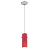 Foto para 18w Cylinder Glass Pendant GU-24 Spiral Fluorescent Dry Location Brushed Steel Red Glass 10"Ø4" (CAN 1.25"Ø5.25")