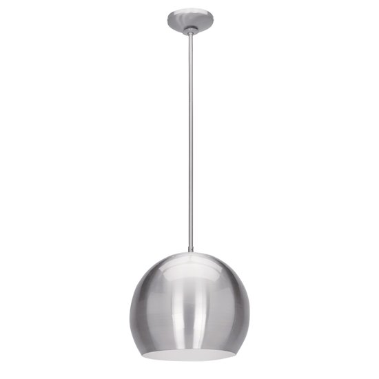 Picture of 18w DecoBall GU-24 Spiral Fluorescent Dry Location Brushed Steel Ball Pendant 14" (CAN 1.25"Ø4.88")