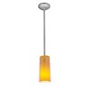 Foto para 18w Glass`n Glass  Cylinder Pendant GU-24 Spiral Fluorescent Dry Location Brushed Steel Clear Amber Glass 10"Ø4.5" (CAN 1.25"Ø5.25")