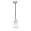 Picture of 18w Glass`n Glass  Cylinder Pendant GU-24 Spiral Fluorescent Dry Location Brushed Steel Clear Opal Glass 10"Ø4.5" (CAN 1.25"Ø5.25")