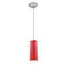 Picture of 18w Glass`n Glass  Cylinder Pendant GU-24 Spiral Fluorescent Dry Location Brushed Steel Clear Red Glass 10"Ø4.5" (CAN 1.25"Ø5.25")