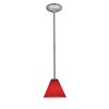Picture of 18w Martini Glass Pendant GU-24 Spiral Fluorescent Dry Location Brushed Steel Red Glass 6"Ø7" (CAN 1.25"Ø5.25")