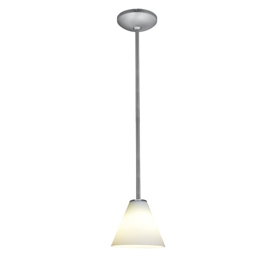 Picture of 18w Martini Glass Pendant GU-24 Spiral Fluorescent Dry Location Brushed Steel White Glass 6"Ø7" (CAN 1.25"Ø5.25")