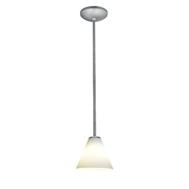 Picture of 18w Martini Glass Pendant GU-24 Spiral Fluorescent Dry Location Brushed Steel White Glass 6"Ø7" (CAN 1.25"Ø5.25")