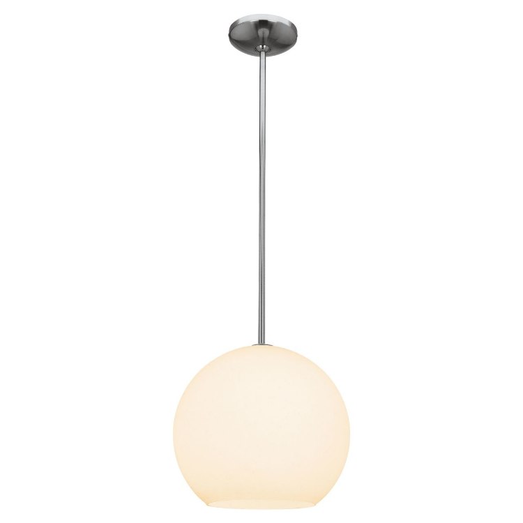 Picture of 18w Nitrogen GU-24 Spiral Fluorescent Dry Location Brushed Steel Opal Ball Pendant 10.5" (CAN 1.25"Ø5.25")