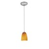 Foto para 18w Sherry Glass Pendant GU-24 Spiral Fluorescent Dry Location Brushed Steel Amber Glass 6"Ø4.5" (CAN 1.25"Ø5.25")