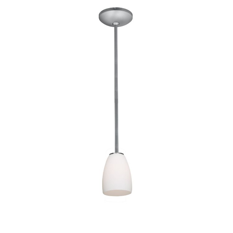 Foto para 18w Sherry Glass Pendant GU-24 Spiral Fluorescent Dry Location Brushed Steel Opal Glass 6"Ø4.5" (CAN 1.25"Ø5.25")
