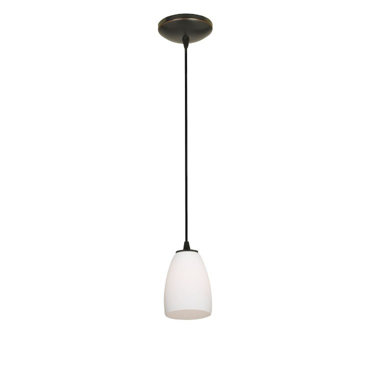 Foto para 18w Sherry Glass Pendant GU-24 Spiral Fluorescent Dry Location Oil Rubbed Bronze Opal Glass 6"Ø4.5" (CAN 1.25"Ø5.25")