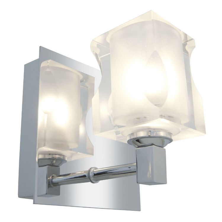 Picture of 240w (4 x 60) Glas_e G9 G9 Halogen Damp Location FCL Crystal Chrome Wall/Vanity 4.75"x5.25" (CAN 4.4"x7.4"x0.5")
